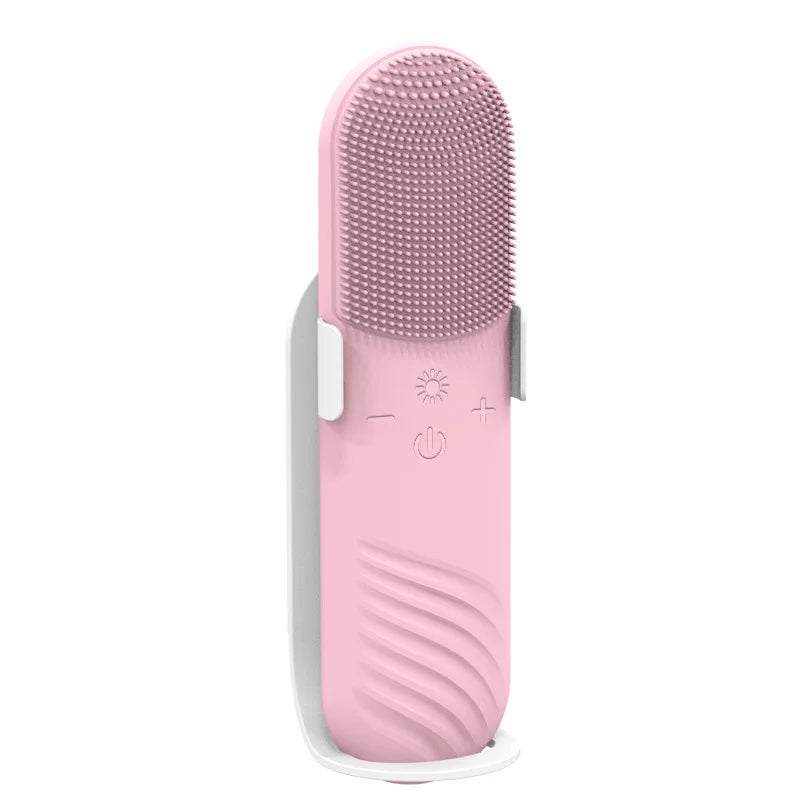 Sonic Facial Cleansing Brush Red Blue Light Electric Facial Cleanser Wash Machine Skin Pore Cleaner Mini Beauty Massager Brush