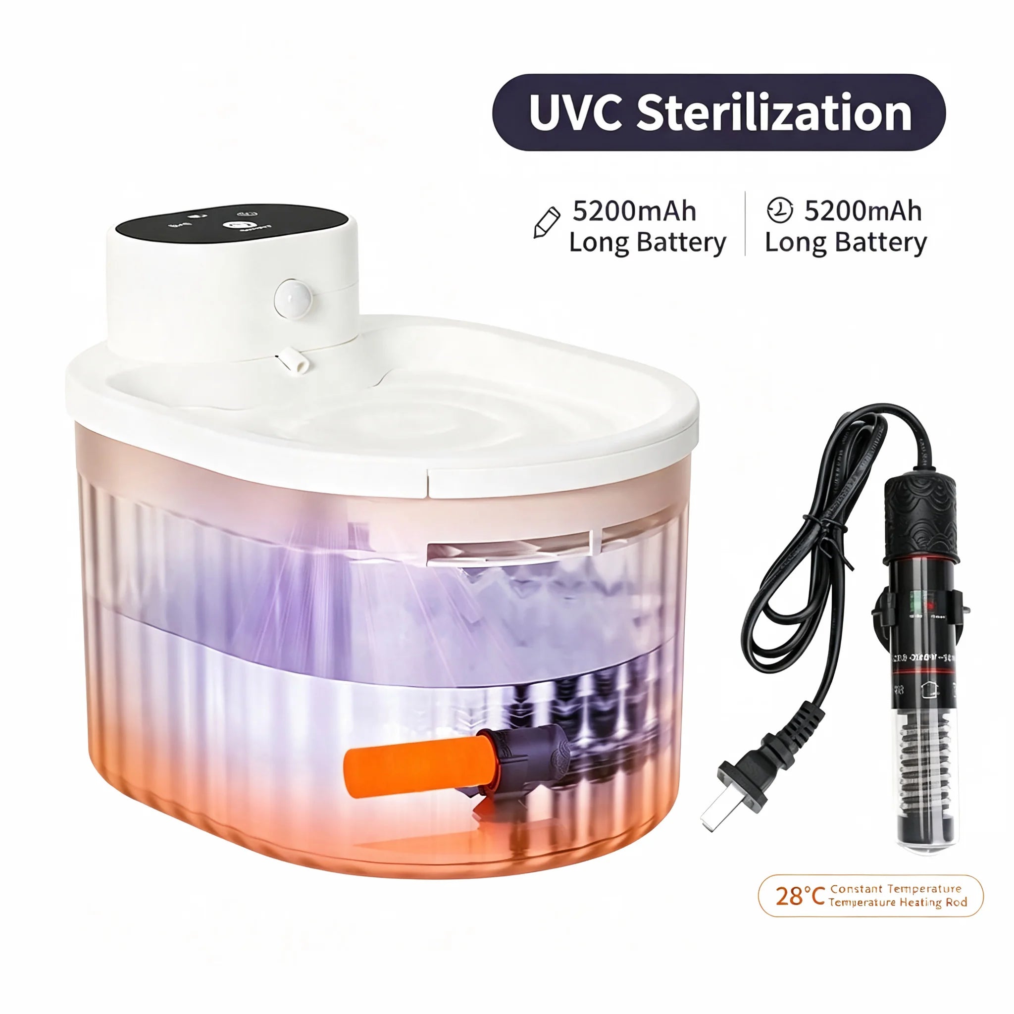 Cat Water Fountain with Auto Filter Transparent Anti-Dry Burning Recirculating Dispenser Includes Pump for Cats