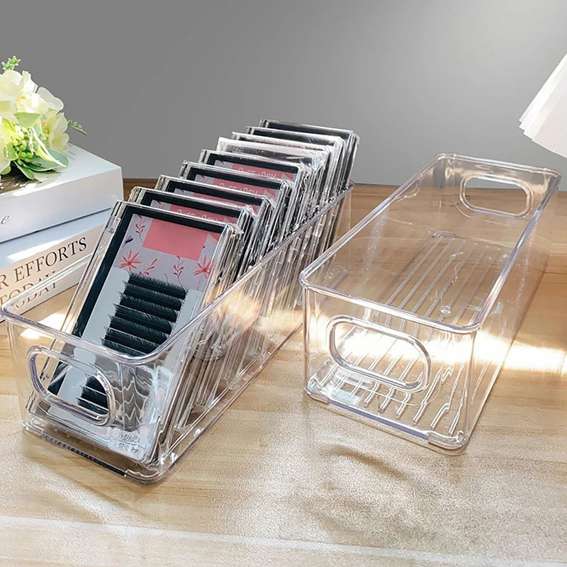 1PCS Transparent Eyelash Storage Box Makeup Organizer False Eyelashes Extension Tool Box Glue Tweezer Holder Makeup Organizer