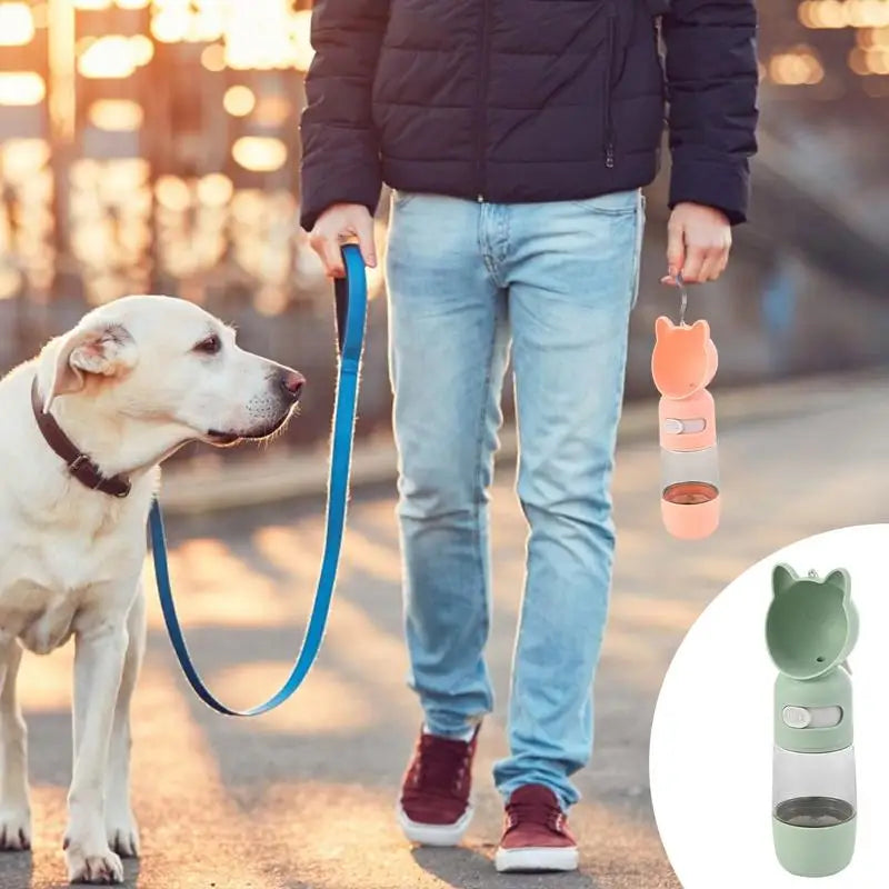 Dog Travel Water Bottle Leak Proof Travel Bowl Drinking Feeder With Food Container Outdoor Accessories For Walking