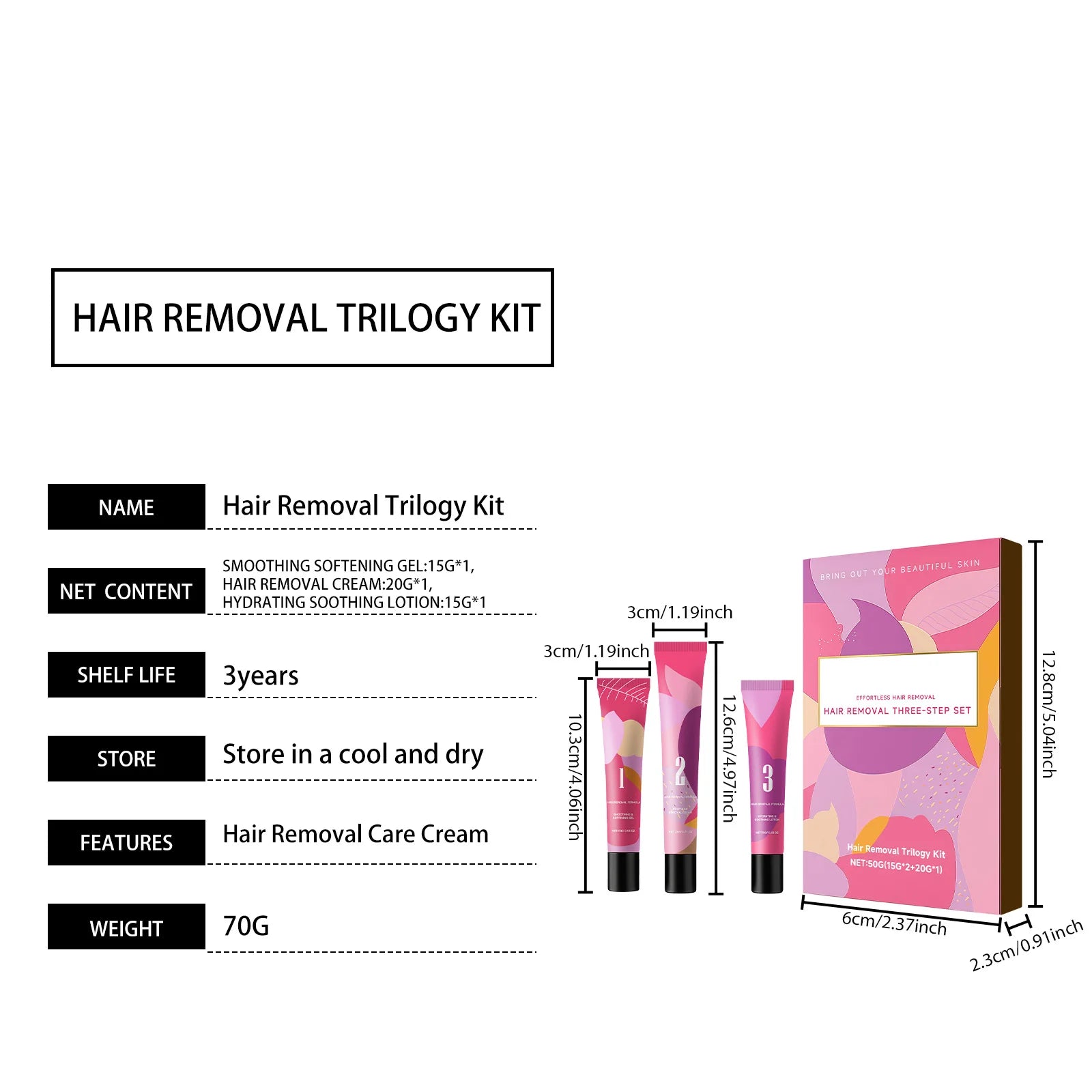 Facial Hair Remover Cream Kit for Women for Coarse, Fine & Stubborn Hair on Chin, Upper Lip, Sideburns, Gentle Depilatory Cream