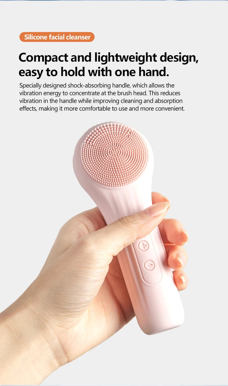 Sonic Waterproof Silicone Facial Cleansing Brush Rechargeable Vibrating Exfoliating Deep Clean Face Cleanser