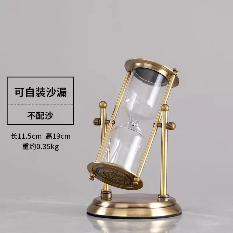 Metal Hourglass Bottle Self-contained Sand Empty Bottle Retro Bedroom Study Desk Office Decoration Creative Hourglass Clock