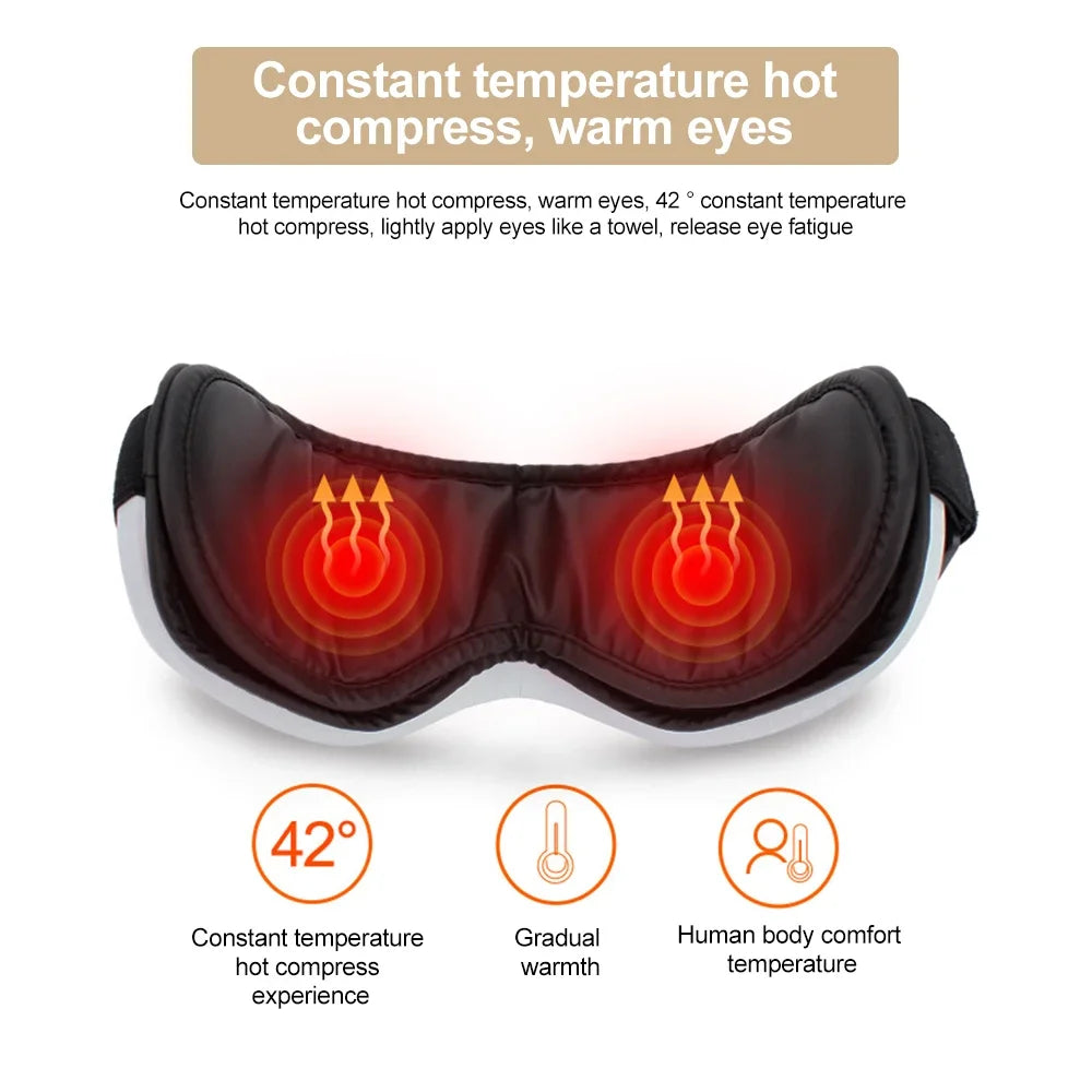 Eye Massager with Heat Vibration Eye Mask Bluetooth Music Airbag Care Device for Eye Strain Relief Dry Improve Sleep Facial