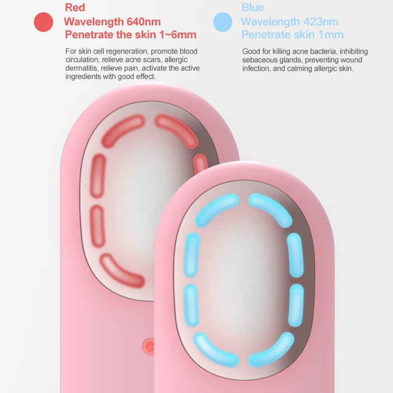 Sonic Facial Cleansing Brush Red Blue Light Electric Facial Cleanser Wash Machine Skin Pore Cleaner Mini Beauty Massager Brush