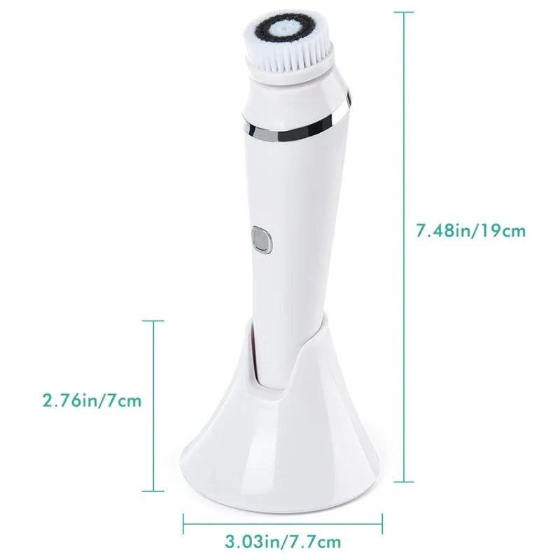 Electric Facial Cleansing Brush with 4 Face Cleaning Device 3 Modes Skincare Brush Heads Waterproof Wireless Facial Cleansing