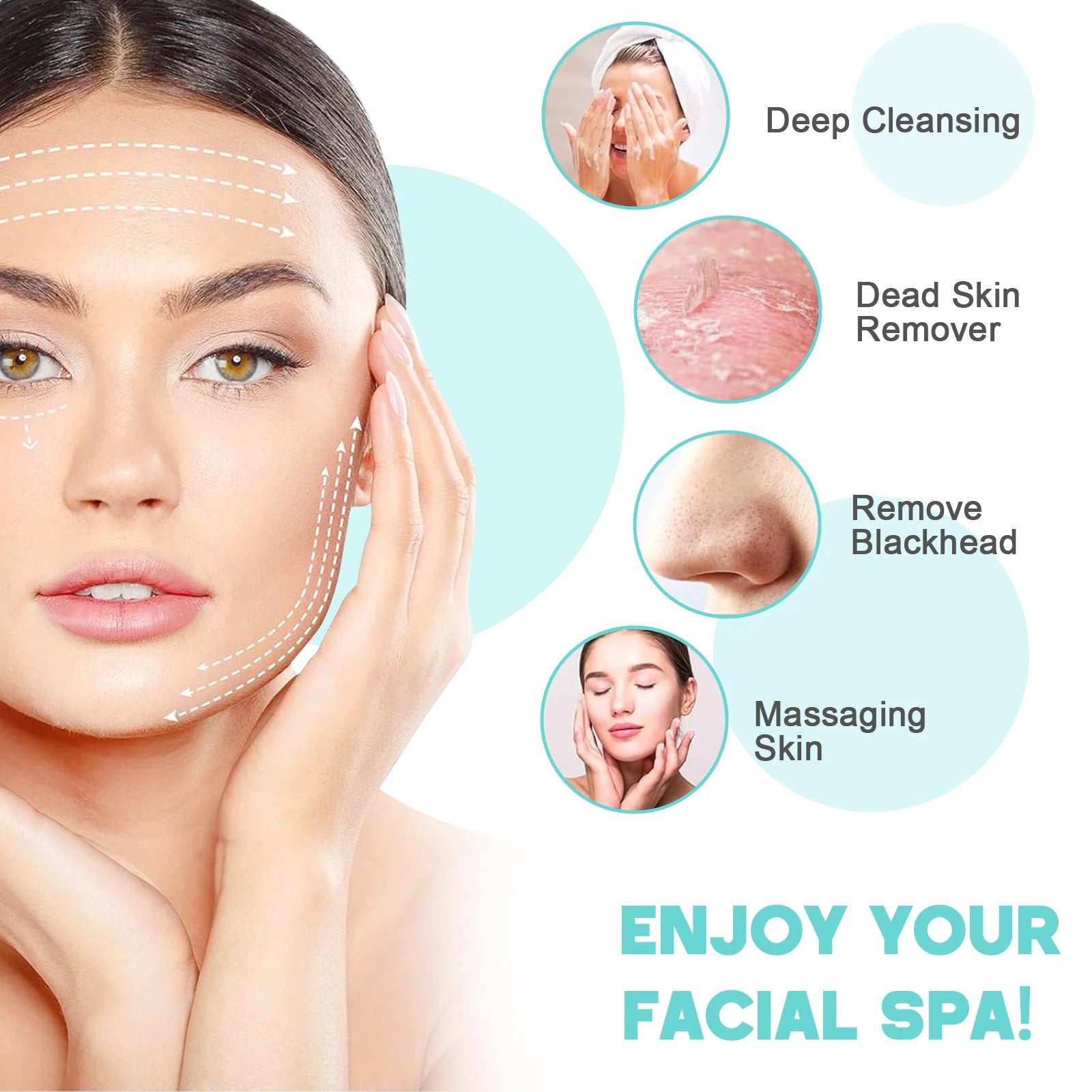 Electric Sonic Facial Cleansing Brush Waterproof Face Scrubber Deep Clean Exfoliating Skin Care Device