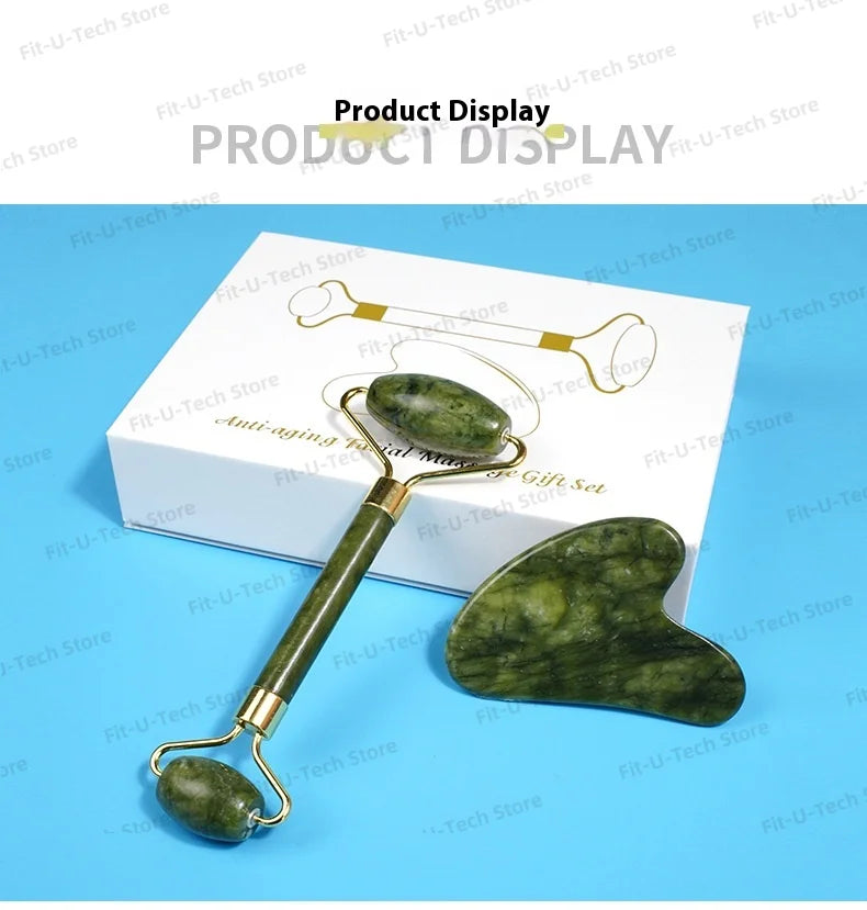 Guasha Natural Stone Massage Face Jade Roller Gua Sha Massage Tool Set for SPA Body visage rouleau de massage rouleau visage