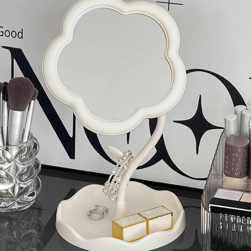 Flower Mirror Makeup Mirror Desktop Mirror Student Dormitory Desktop Makeup Mirror Special-shaped Dresser Makeup Mirror Girls