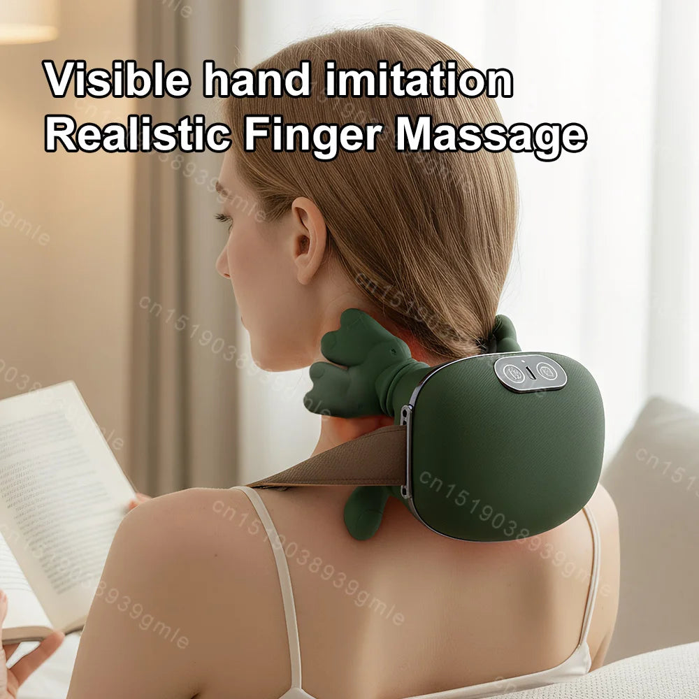 Heated Neck Massager Cervical Spine Massager Electric Kneading Neck Massager Deep Fatigue Relief Relax Muscle Hot Compress