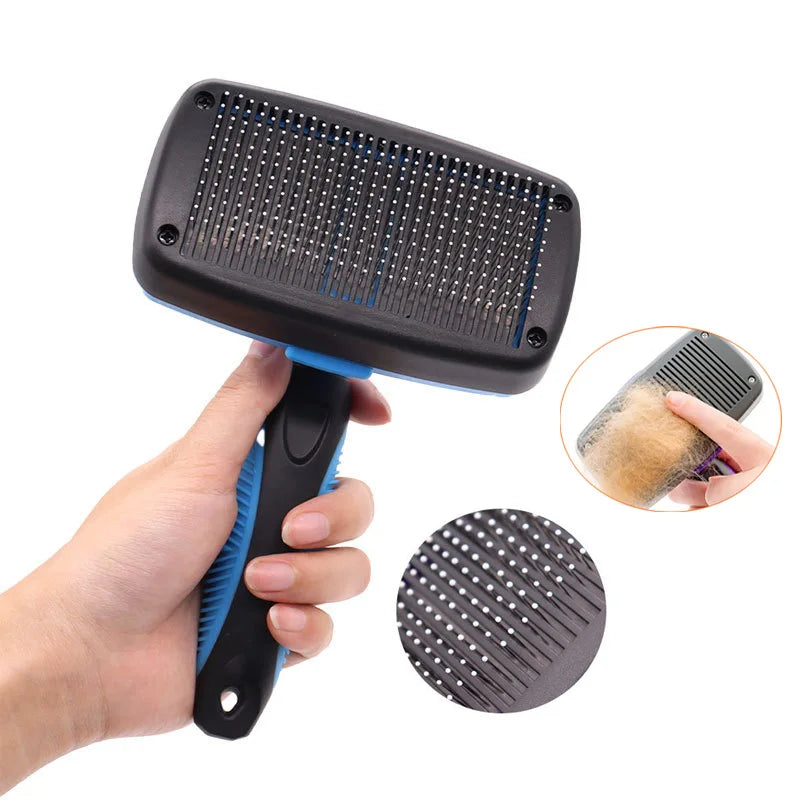 Pet Hair Remover Brush Self Cleaning Slicker Brush for Dogs Cats Grooming Dematting Comb One-Click Hair Removal