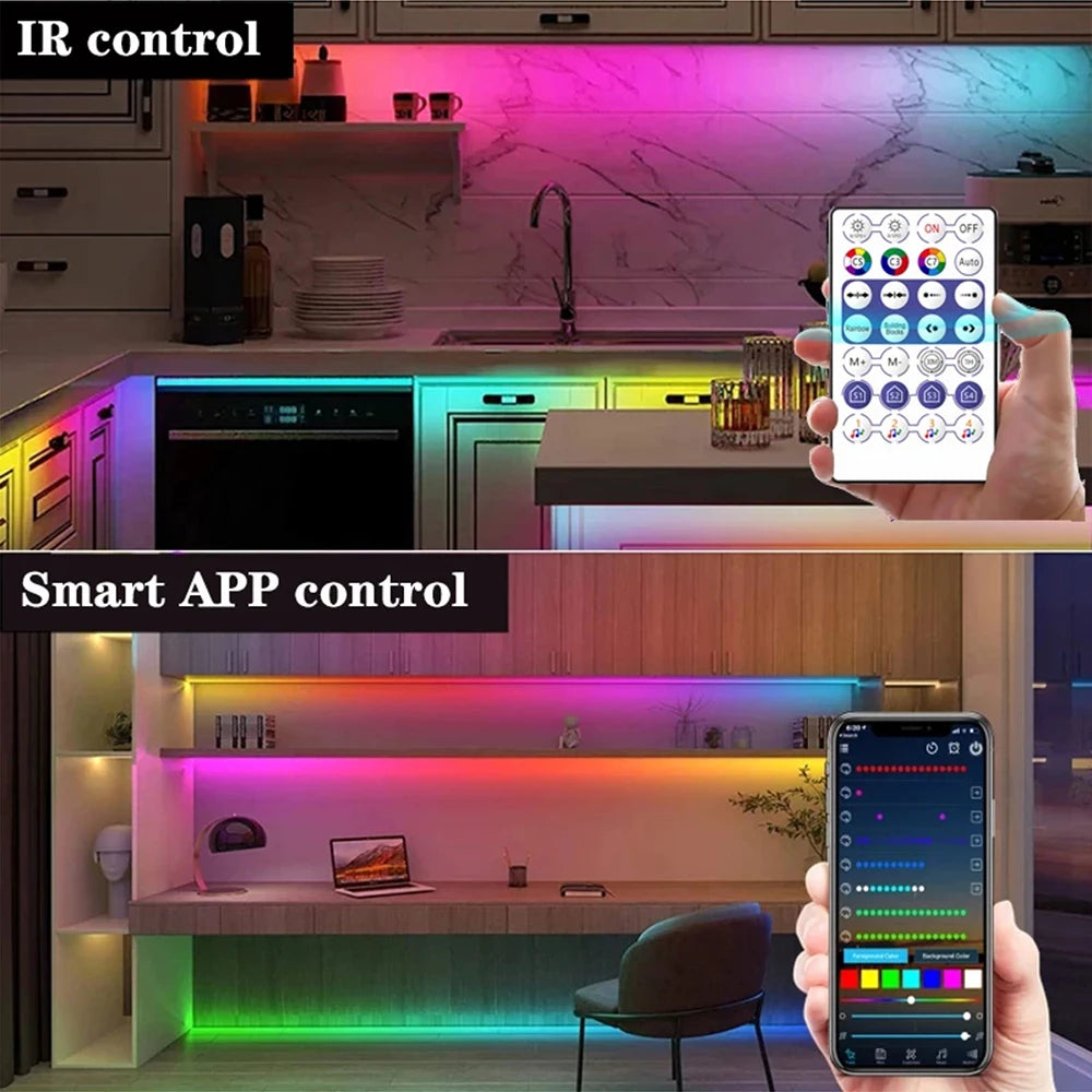 WS2812B RGB LED Strip USB Bluetooth Music Controller 28Keys Kit Individually Addressable Smart LED Strip 30/60/74/96/144Leds/m