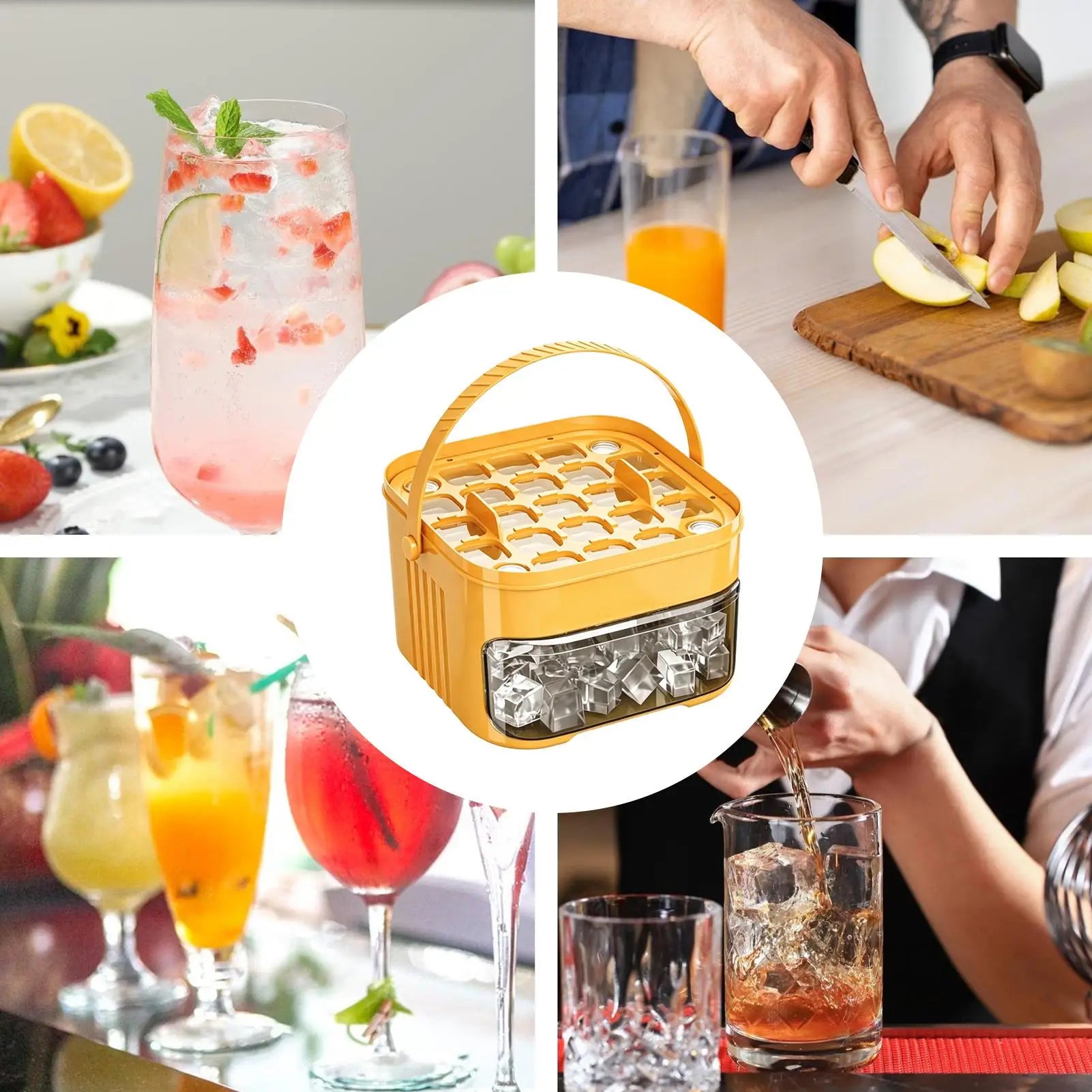 Ice Trays For Freezer With Lid & Bin, Ice Cube Tray Making 50 Pieces Ice Cubes, Easy Press To Release Ice for Home Kitchen