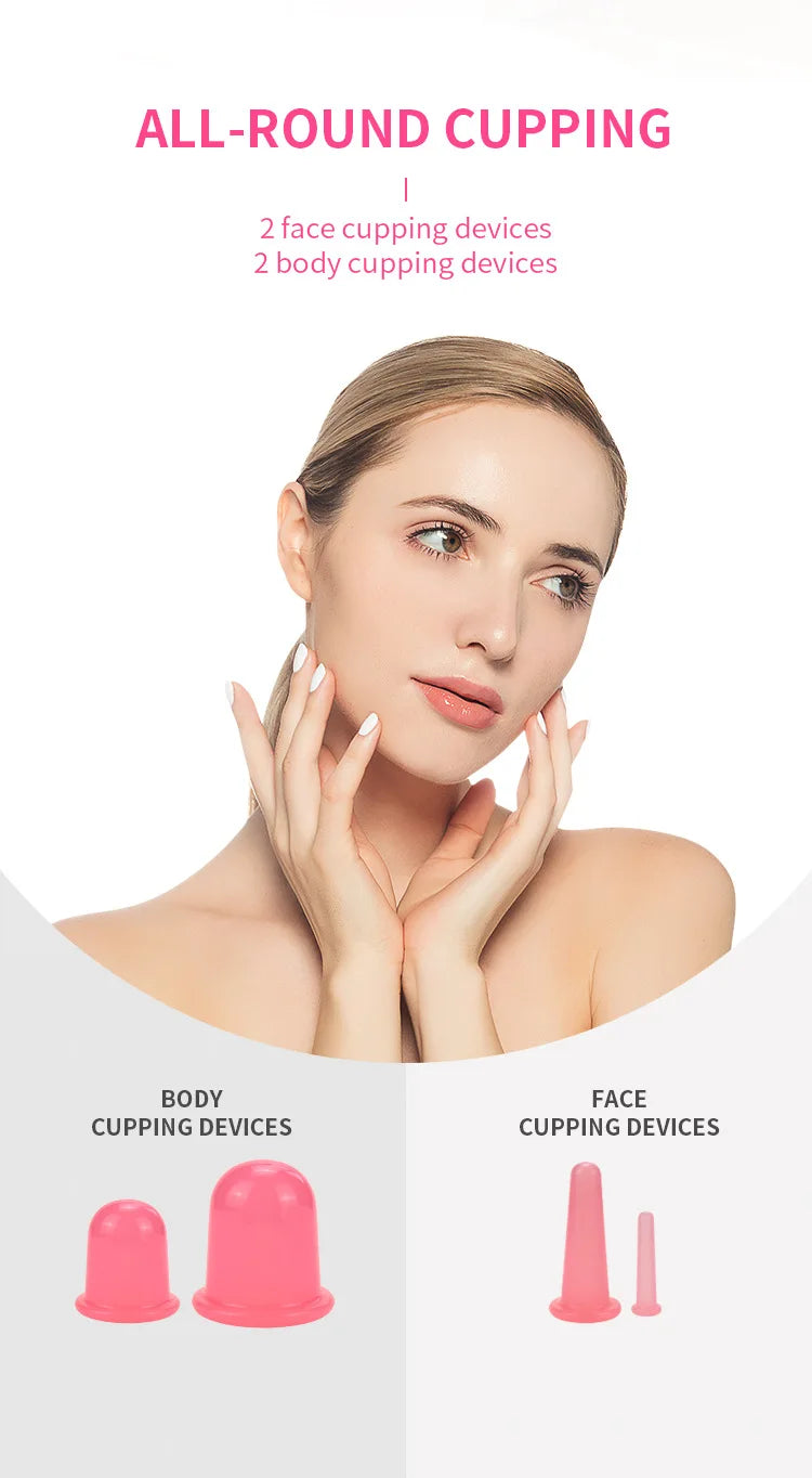 Silicone Vacuum Cupping Massage Jars Anti Cellulite Massage Facial Suction Cups Face Neck Lift Skin Scraping Guasha Anti Wrinkle
