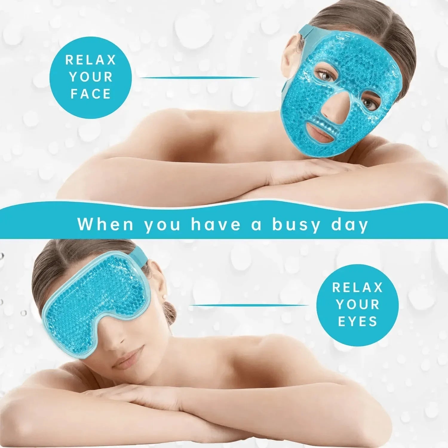 Gel Cooling Ice Face Eye Mask Facial Mask Hot Cold Compress Pack Gel Bead Cold Face Eye Mask Ice Pack Compress Sleeping Face SPA