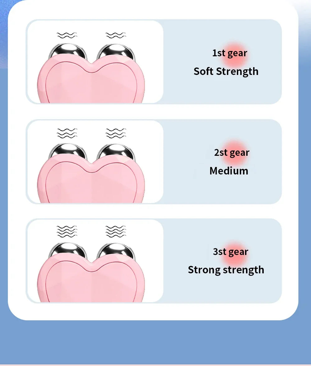 Face Lifting Machine Facial Microcurrent Roller Massager Skin Tightening Rejuvenation Anti Wrinkle Firming Vibration Beauty Care