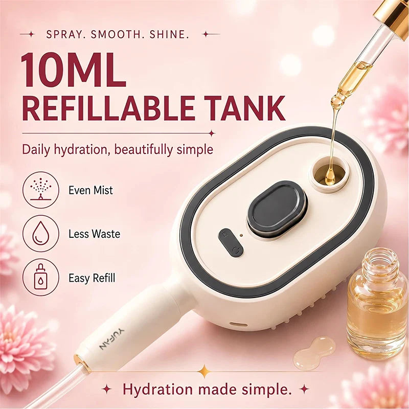 Multifunctional Spray Hair Brush Hydrating Hair Care Brush Electric Scalp Massager Comb For Smoothing Frizz & Hair Volume