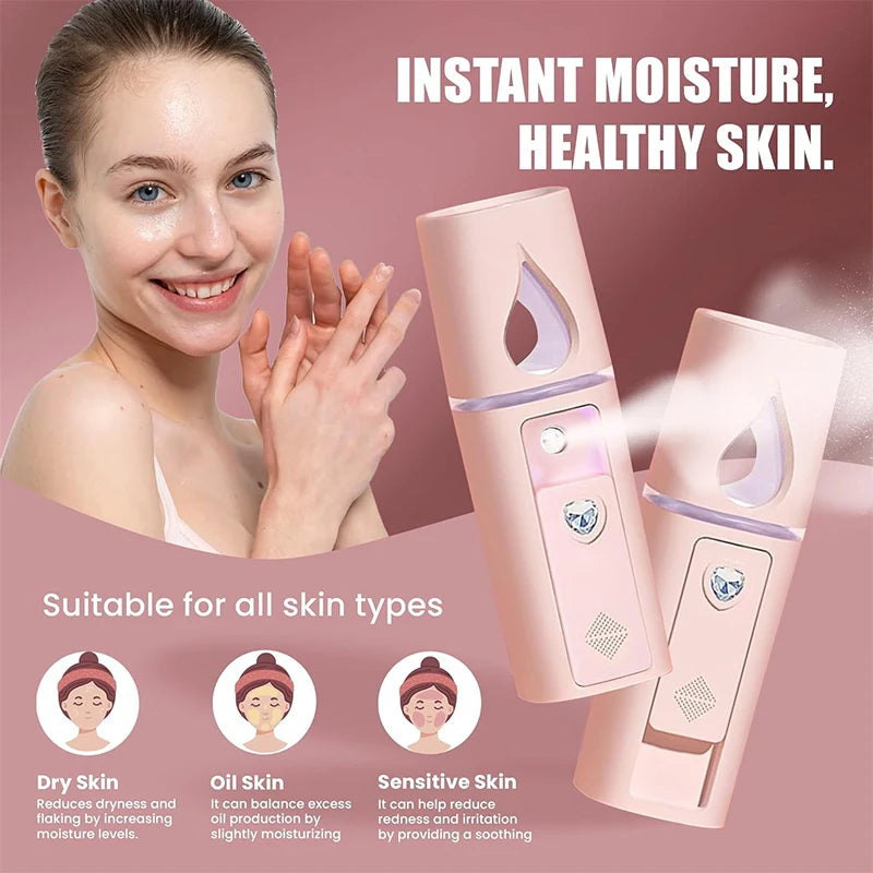 20ml Nano Facial Sprayer Portable USB Rechargeable Handheld Face Steamer  Air Humidifier SPA Moisturizing Hydrating Skin Care