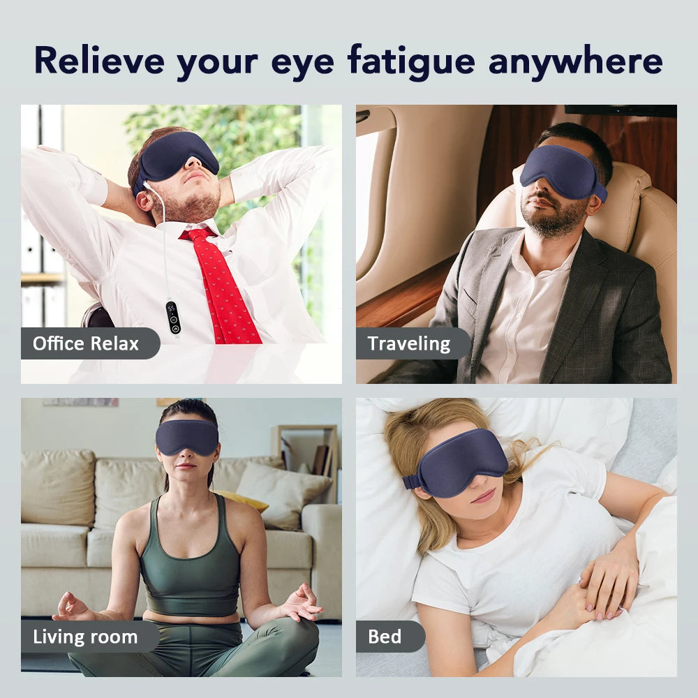 USB Eye Massager Vibration Heated Eye Mask Office Eye Strain Relief Blackout Warm Compress Eyemask Travel Sleep Mask