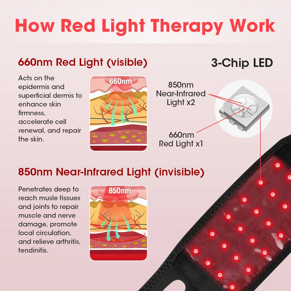 LED Beauty Device 660nm 850nm Neck V-Contour Care Warm Massage Skin Care Tool
