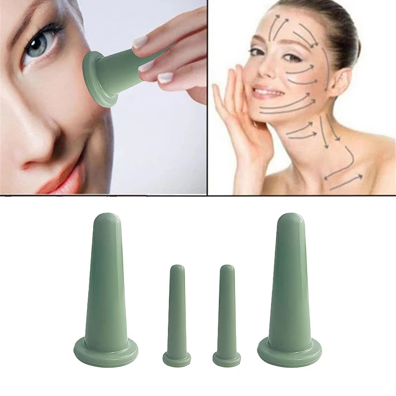 2/4PCS Silicone Vacuum Cupping Massage Jars Massage Facial Suction Cups Face Neck Lift Skin Scraping Guasha Anti Wrinkle