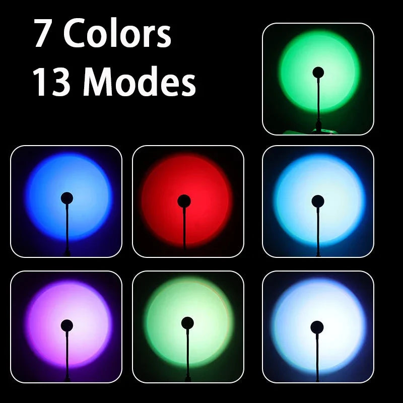 Sunset Lamp LED USB Rainbow Neon Night Light Projector Photography Wall Atmosphere Lighting for Bedroom Room Decor Gift