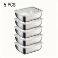 5PCS Stainless Steel Food Storage Containers Stackable Meal Prep Lunch Boxes for Kitchen Fridge Travel Kitchen Storage Solution