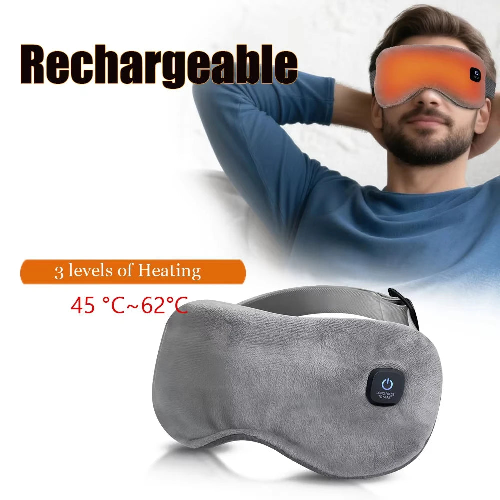 Cordless Heated Eye Mask - 3 Levels Hot Compress, Intelligent Timing Electric Mask for Dry Eyes Relief & Sleeping