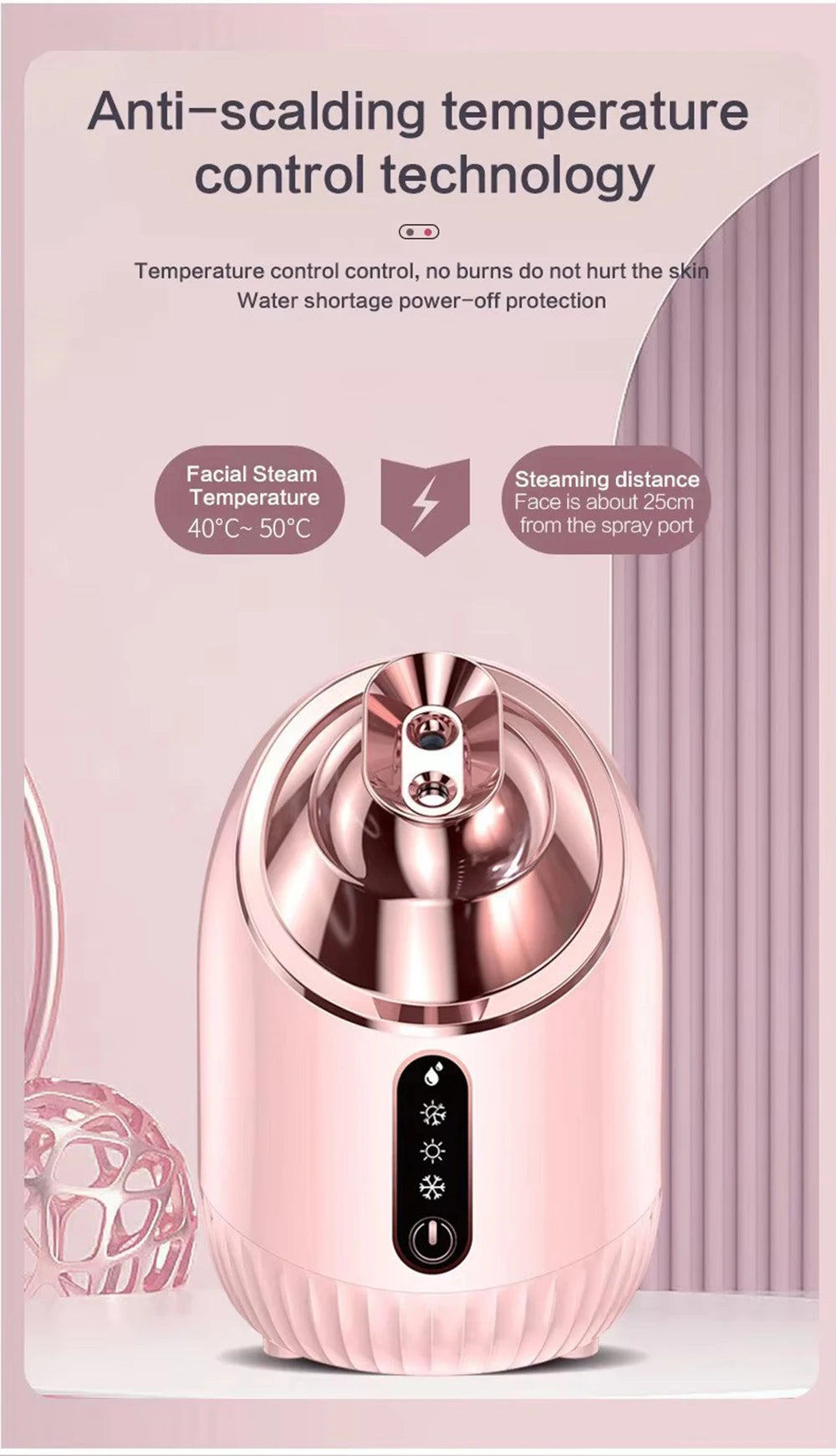 Face Steamer Nano Mist Sprayer Facial Steamer Cold & Hot Nebulizer Facial Sauna Humidifier For Pores Cleansing Moisturizing SPA
