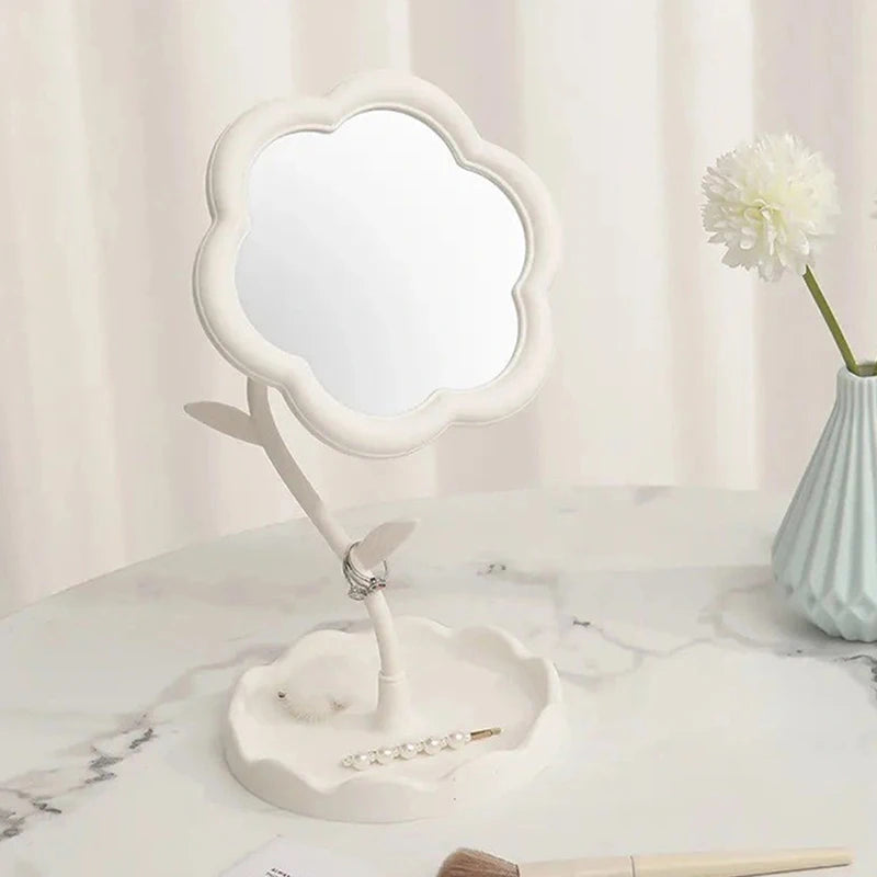 Flower Mirror Makeup Mirror Desktop Mirror Student Dormitory Desktop Makeup Mirror Special-shaped Dresser Makeup Mirror Girls