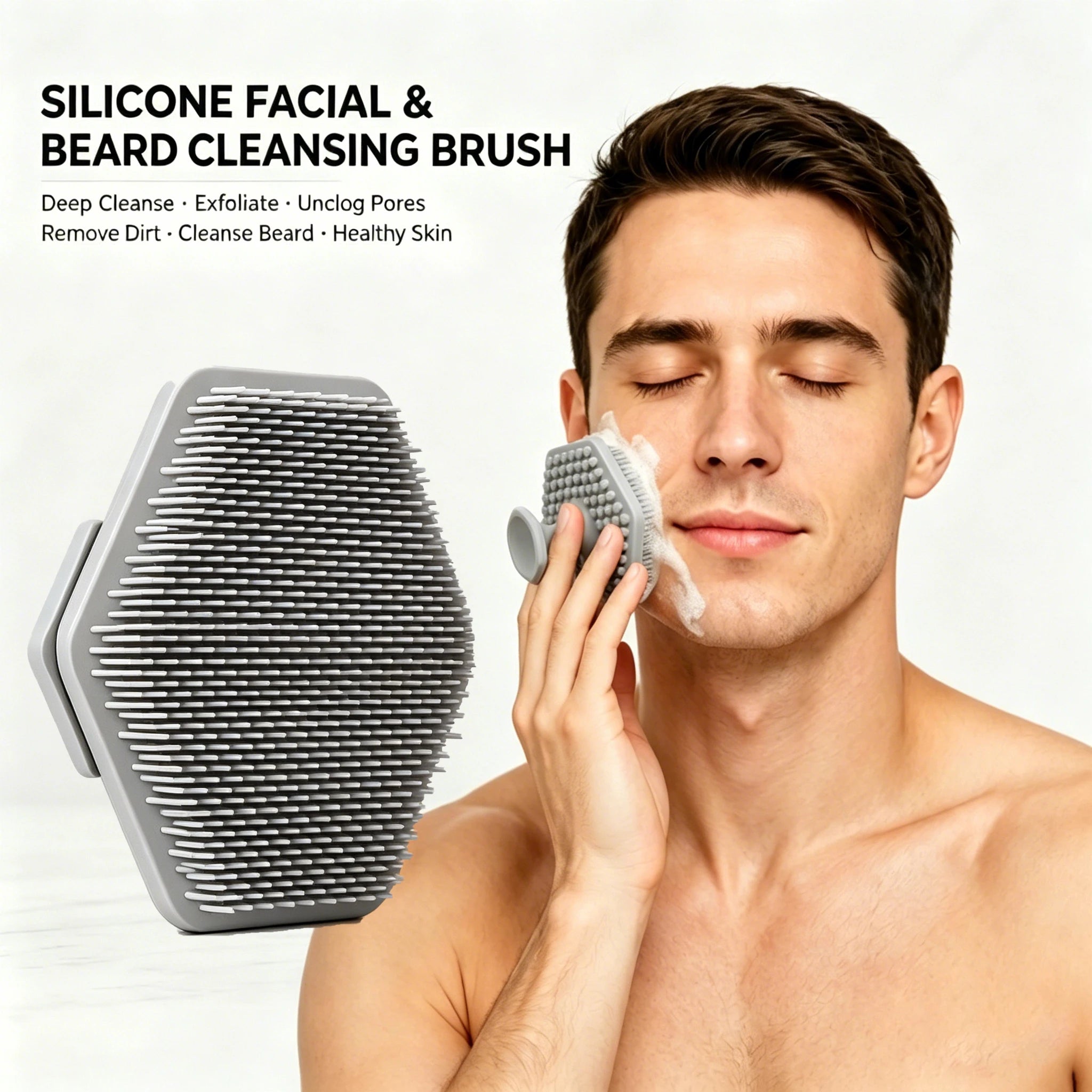 Silicone Cleaning Brush Face Cleansing Scrubber Massager Manual Facial Cleansing Brush Exfoliating Gentle Beard Skin Care Tool