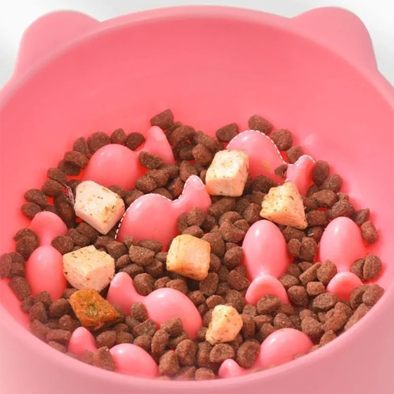 Slow Feeder Dog Cat Bowl, Anti-Choking & Neck Support Design - Puzzle Food Dish for Fast Eaters, Pet Supplies to Prevent Bloat