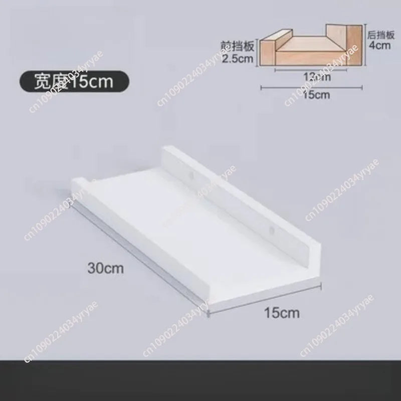 Floating Shelves Wall Mounted, White Solid Wood Drill Hanging Shelf, Storage Rack for Living Room, Bedroom, Study, Entrance