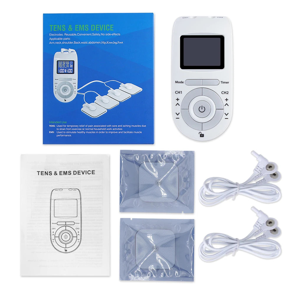 Tens EMS Muscle Stimulator 12-Mode Electric Acupuncture Body Massage Digital Slimming Machine Electrostimulator Pain Relief