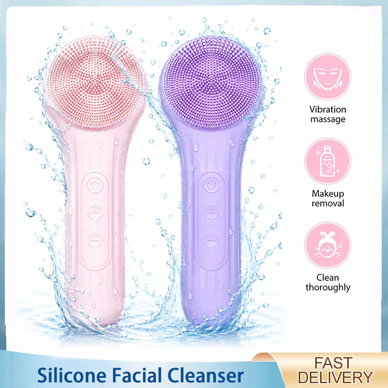 Sonic Waterproof Silicone Facial Cleansing Brush Rechargeable Vibrating Exfoliating Deep Clean Face Cleanser