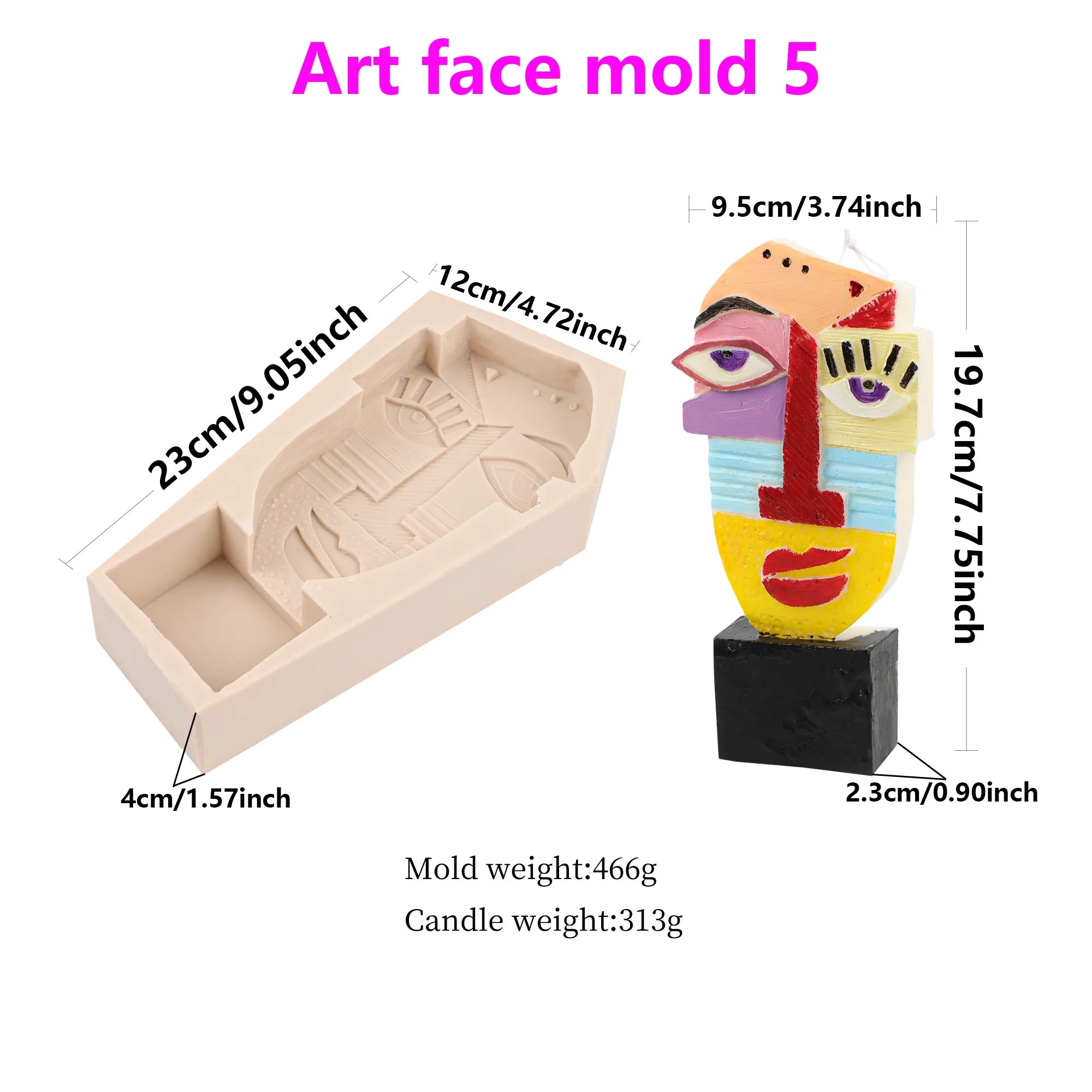 Handrafted Stone Face Candle Mold Abstract Sculpture Kiss Lover Vagan 3D Human Face Resin Tool Abstract Big Kiss Face Home Decor