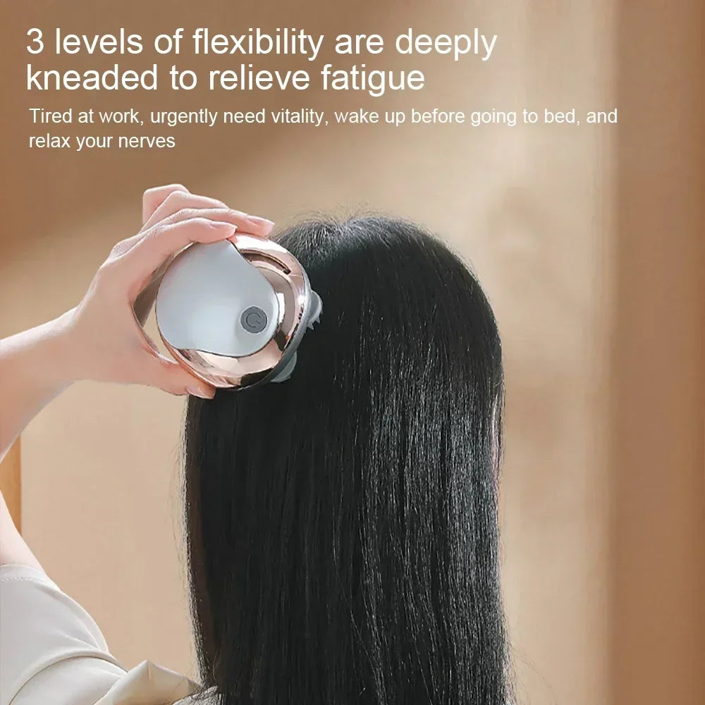 6 Modes Electric Scalp Massager Silicone Kneading Vibration Head Massager with Rechargeable Portable Hair Growth Massage Device