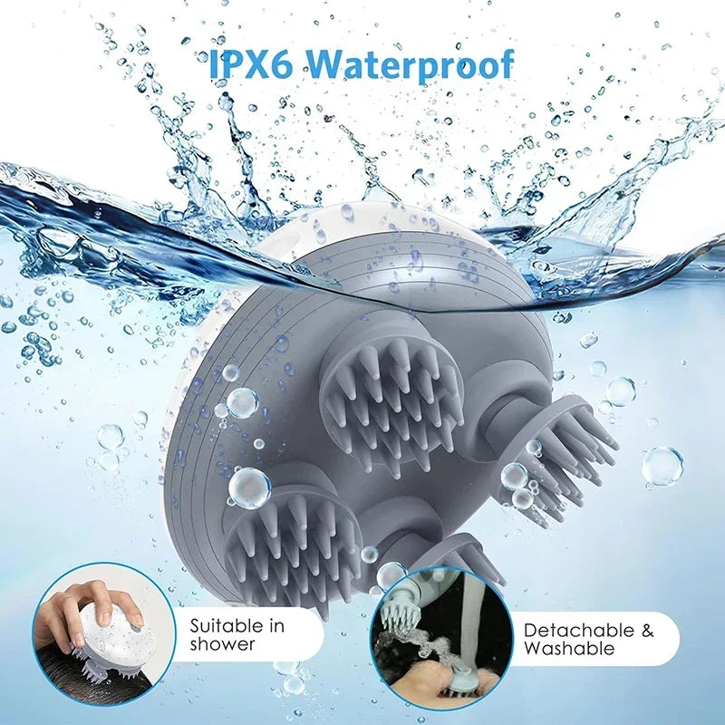 2-in-1 Deep Cleansing Vibrating Brush, Rechargeable Scalp Cleaner Pet Massager with Low Noise, Waterproof for Hair Wash Pet Care