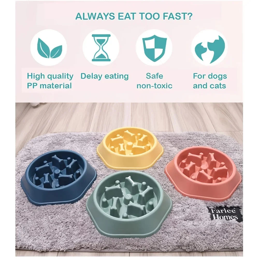 Dog Slow Feeder Non-choking Pet Bowl Anti Slip and Large Capacity for Dog and Cat Anxiety Relief Slow Food Feeding Pet Supply
