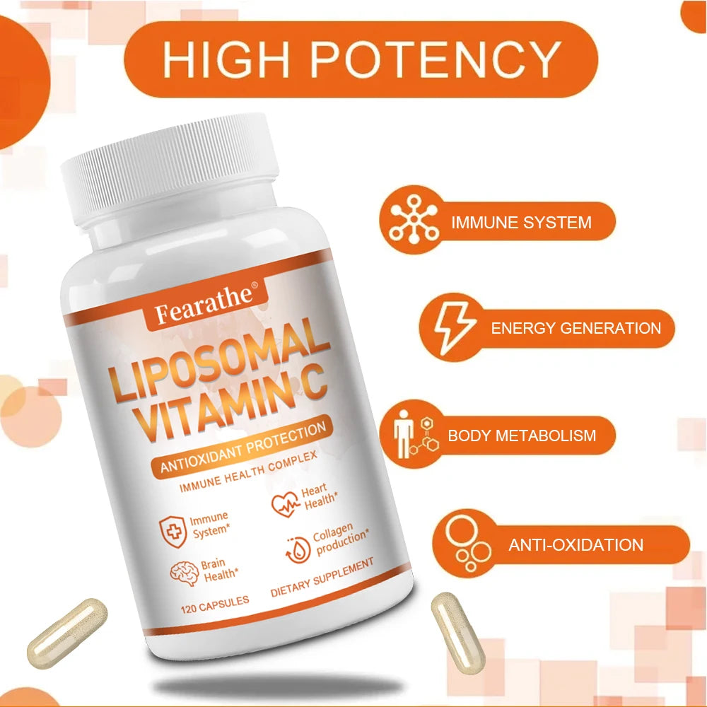 Natural Liposomal Vitamin C - Immune System & Collagen Booster, High Absorption, Skin Vitamins, Vegeterian, Vegan, Non-GMO