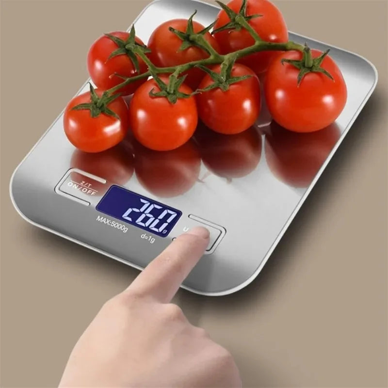 Digital Kitchen Scale with Stainless Steel Platform - 5/10kg LCD Display Food Scale for Cooking and Baking
