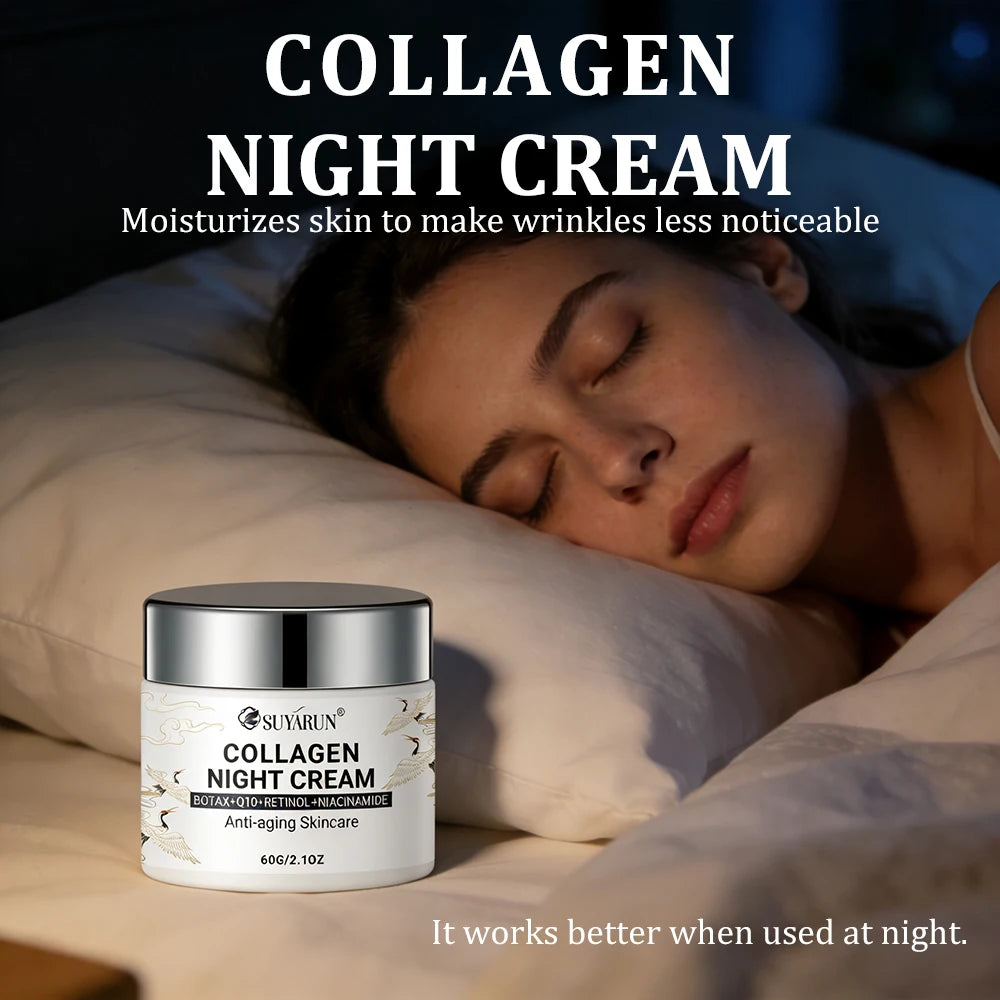 SUYARUN Night Repair Cream - Collagen Booster with Niacinamide & Ginger, Anti-Aging, Brightening & Moisturizing Face Cream.