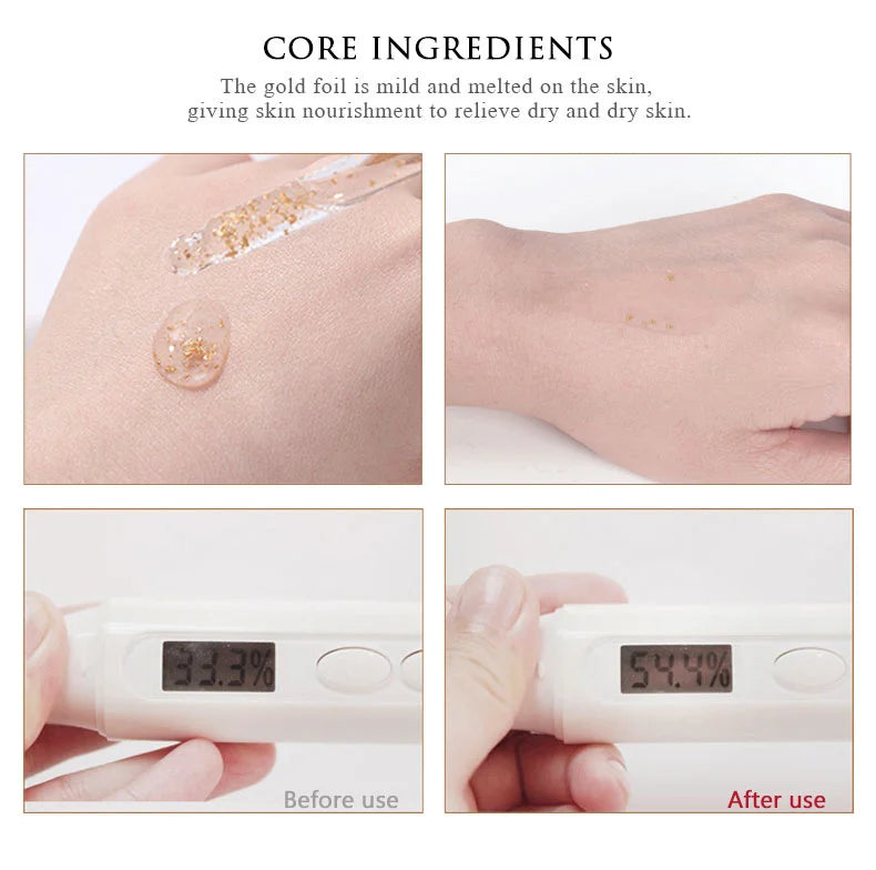 Niacinamide 24K Gold Essence 30mL + Eye Roller Massager Serum 2pcs/lot Dry Skin Moisturizing Brighten Skin