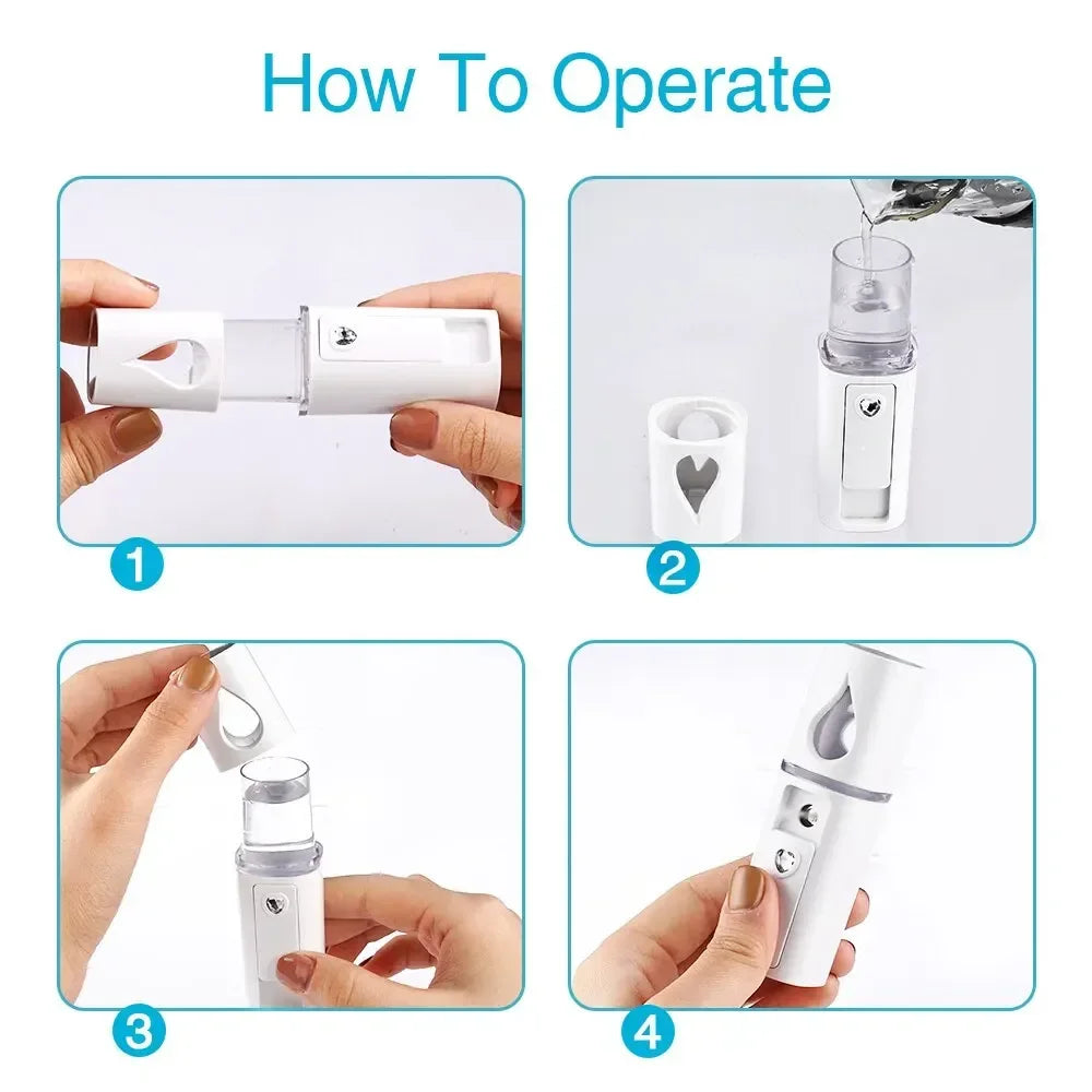 Nano Facial Steamer Mist Spray Eyelash Extensions Cleaning Pores Water Moisturizing Hydrating Face Cute Mini Handheld Sprayer