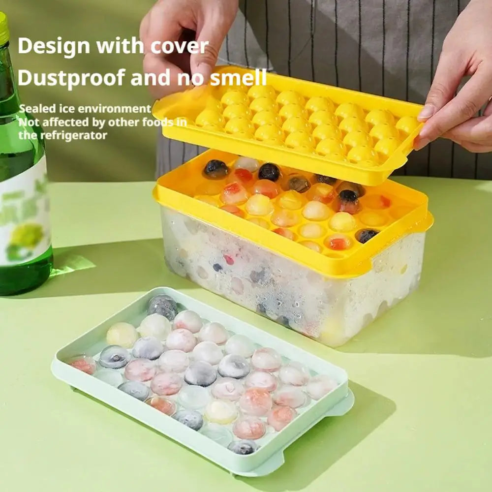 Ice Cube Tray With Lid And Storage Box Round Ice Cube Tray Easy Press Release Silicone Ice Mold, Reusable Freezer Ice Making To