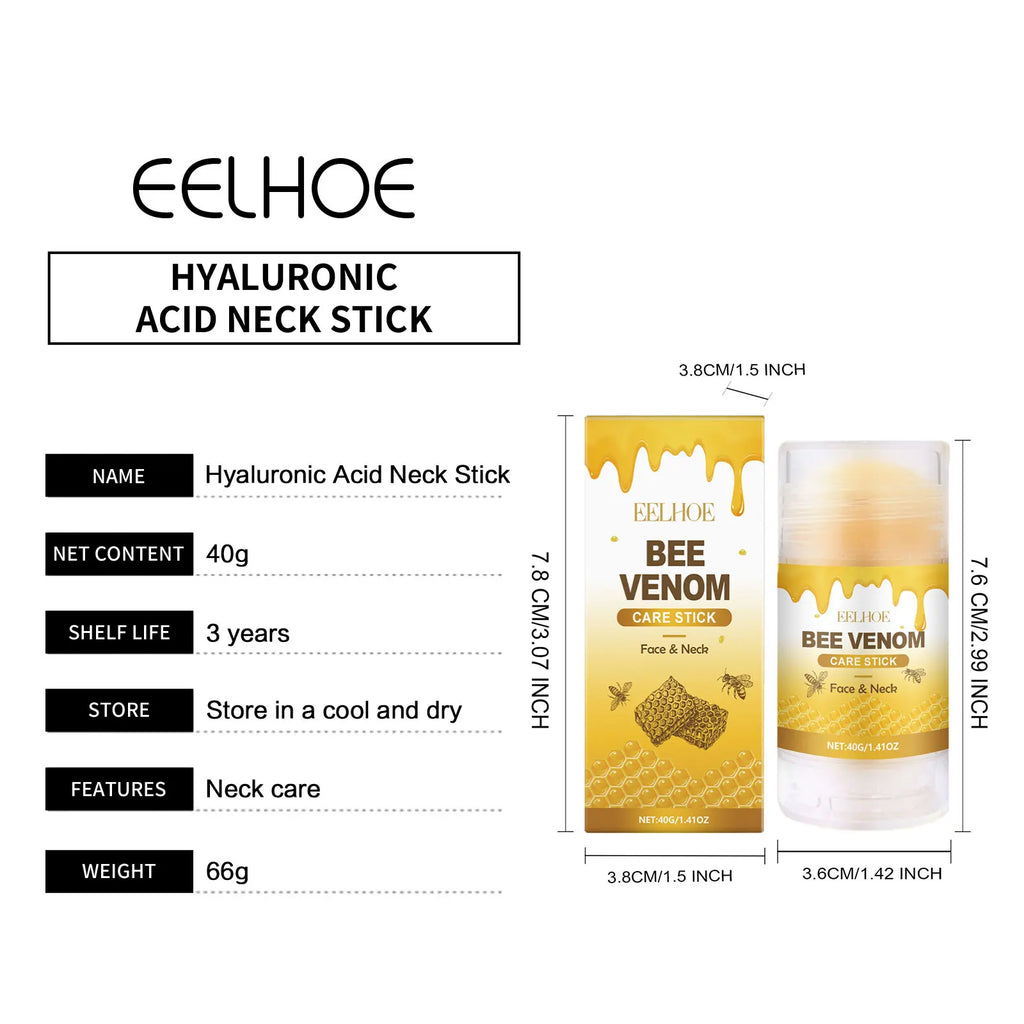 EELHOE Bee Venom Brightening Face and Neck Cream Stick Moisturizing Facial Skin Firming Rejuvenation Neck Lift Stick Cream 40g