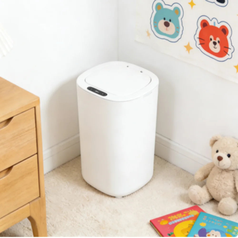 Smart Sensing Trash Can Automatic White Trash Can Kitchen Bathroom Waterproof 12L Electric Trash Can
