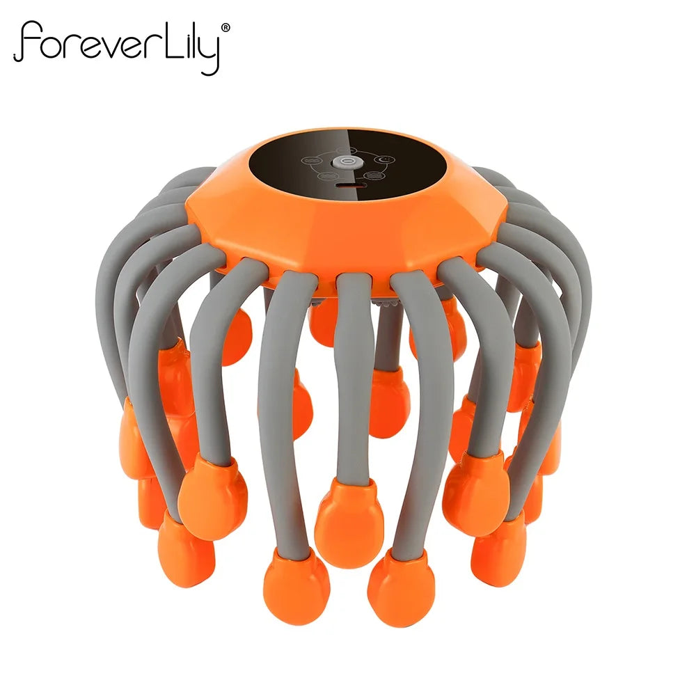 Electric Scalp Massager 24 Heads Octopus Claw Head Massager 24 Point Vibration Massage Scratcher Bluetooth Music Relaxation