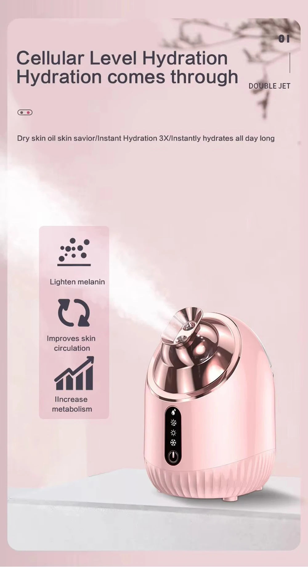 Face Steamer Nano Mist Sprayer Facial Steamer Cold & Hot Nebulizer Facial Sauna Humidifier For Pores Cleansing Moisturizing SPA