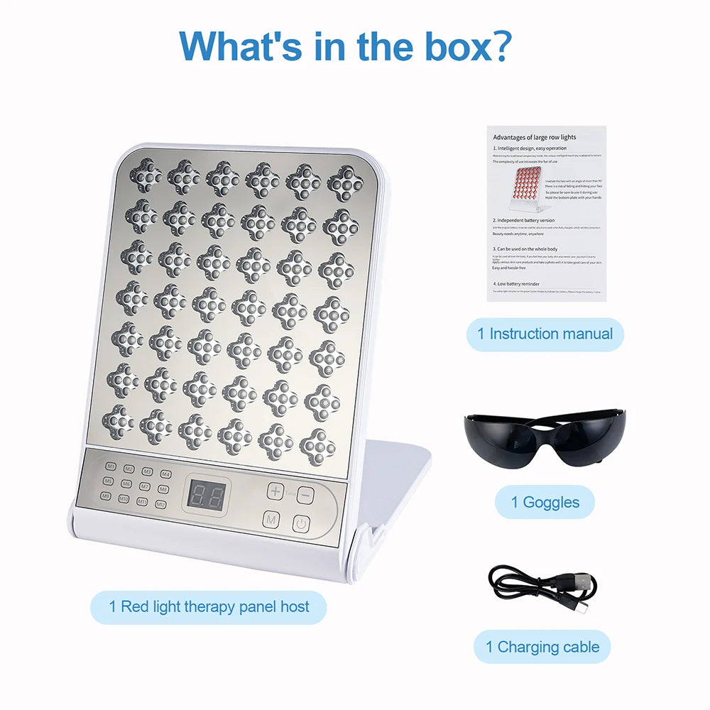 LED Red Light Therapy Panel Lamp Beauty Device 465nm 595nm 635nm940nm Skin Rejuvenation Moisturizing Refreshing Brightening Face